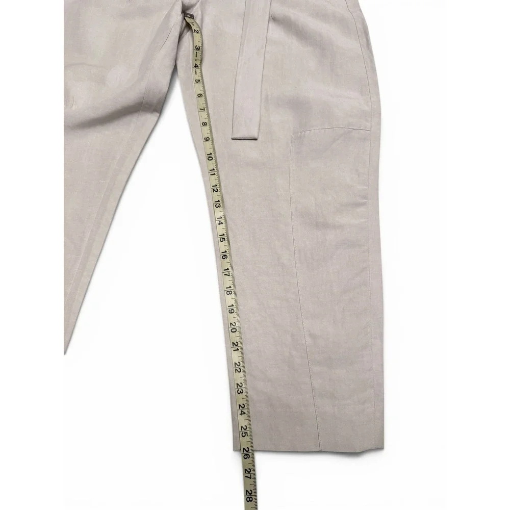 Banana Republic Wide Leg Belted Balloon Pants Beige 00 Petite Linen Minimalist